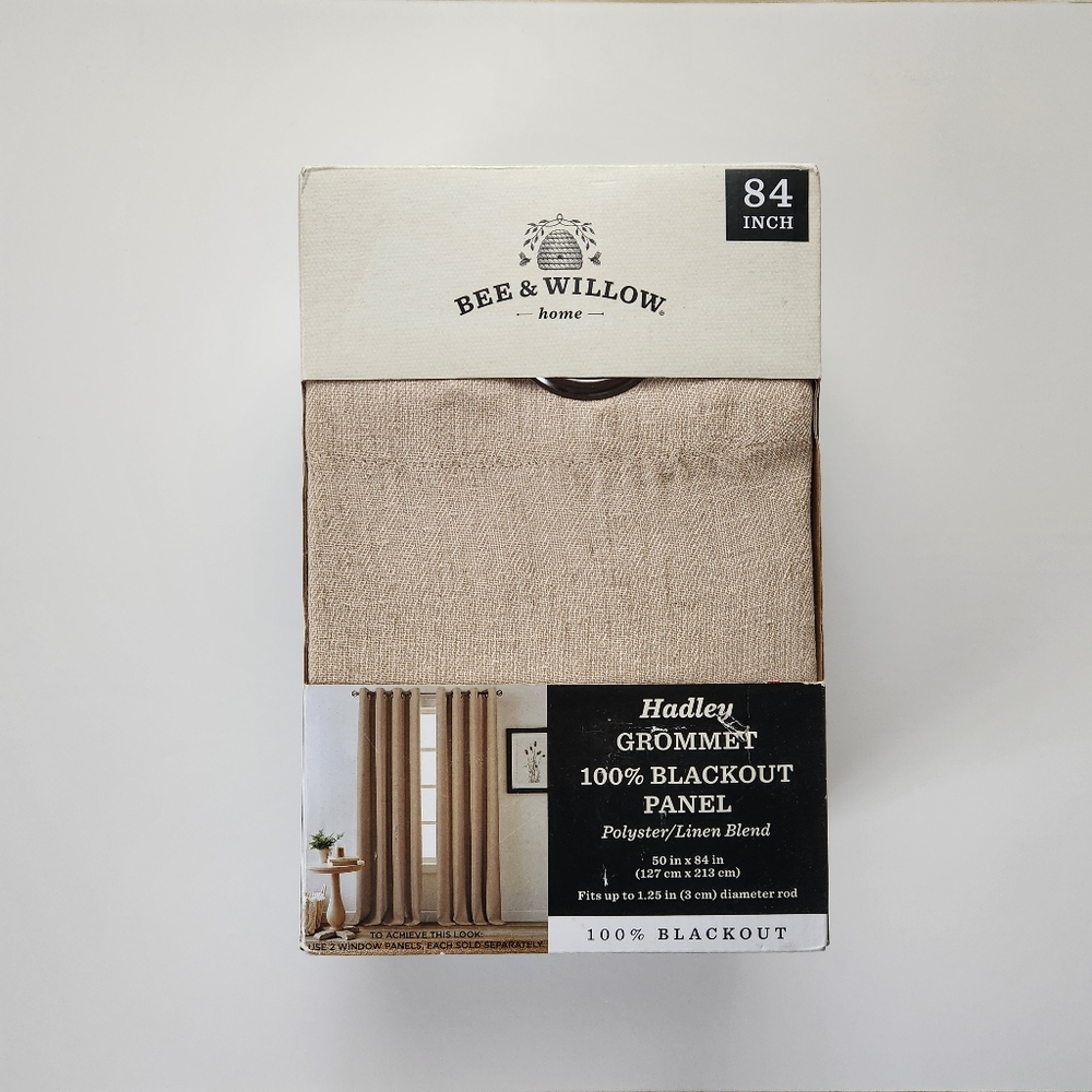 Bee & Willow home 84" Hadley Grommet Poly/Linen Blend Blackout Panel in Linen